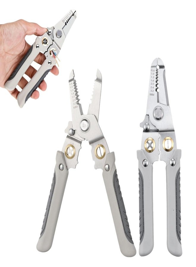 CAVERNSHOP 9-in-1 Multifunction Stainless Steel Wire Stripper Crimper Cutter Tool for Electrical Wiring Cable Stripping Crimping Pulling DIY Electrician Professional - Image 1